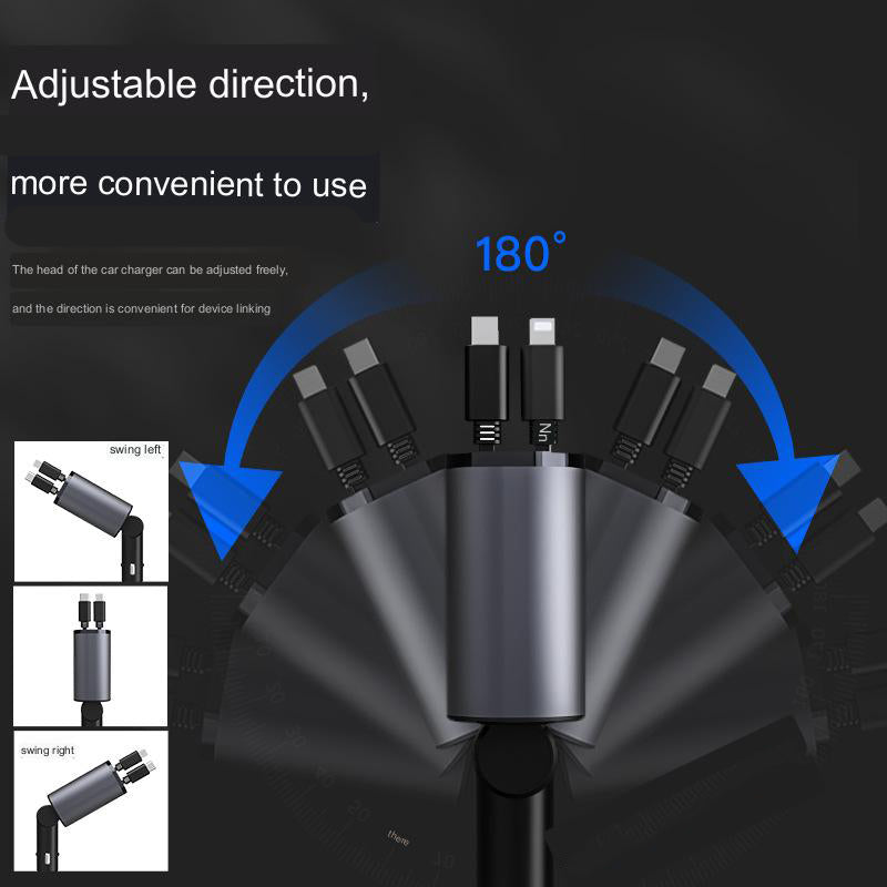🔌 4-in-1 Retractable Charging Cable – One Cable for All Your Devices!