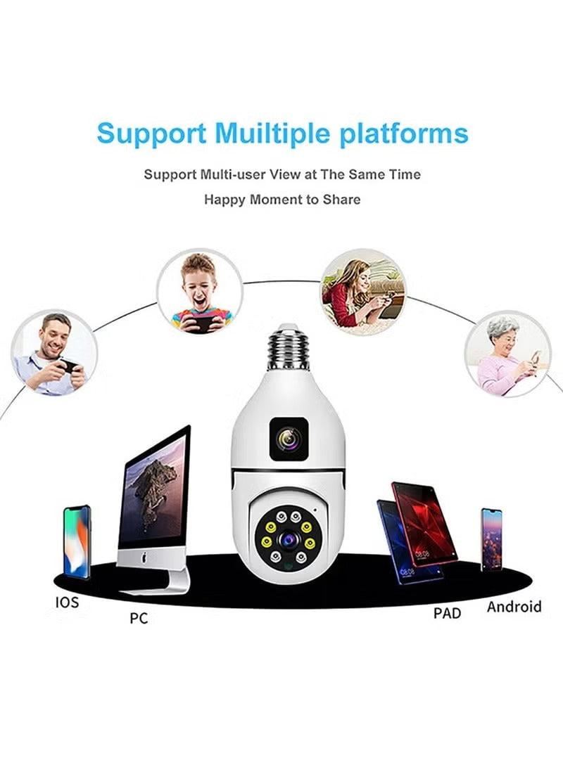 Dual WIFI Light Bulb Security Camera - 360° WiFi CCTV Camera for Home