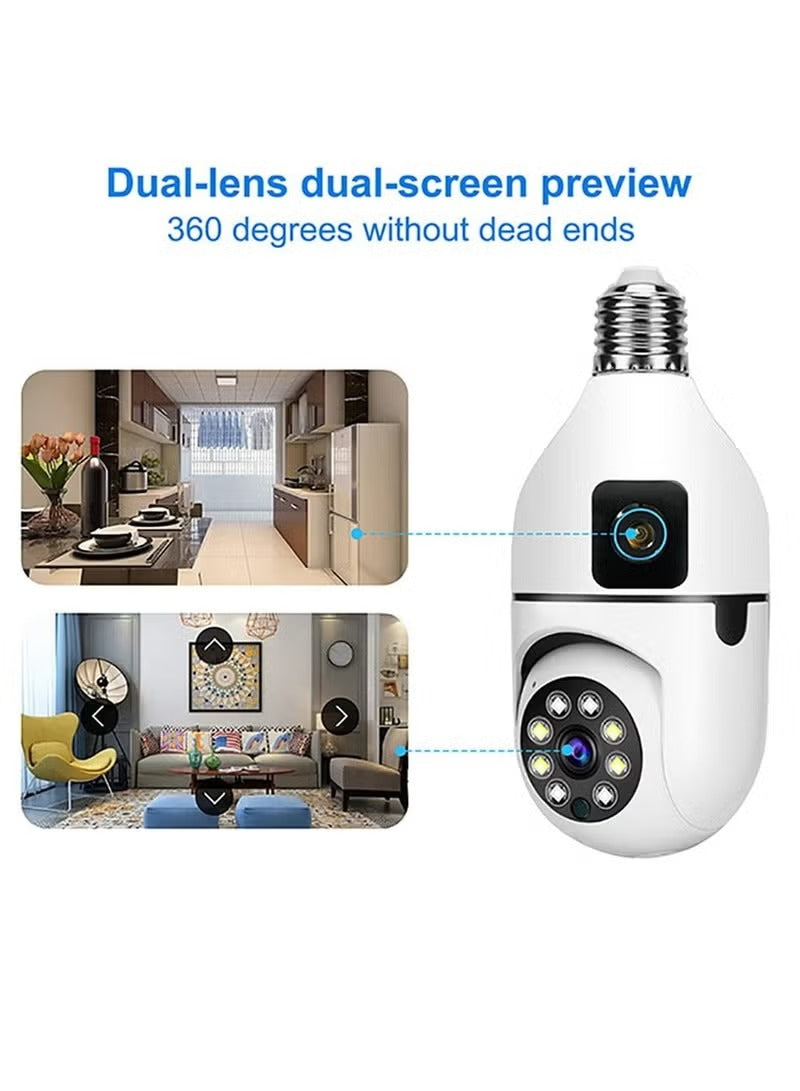 Dual WIFI Light Bulb Security Camera - 360° WiFi CCTV Camera for Home