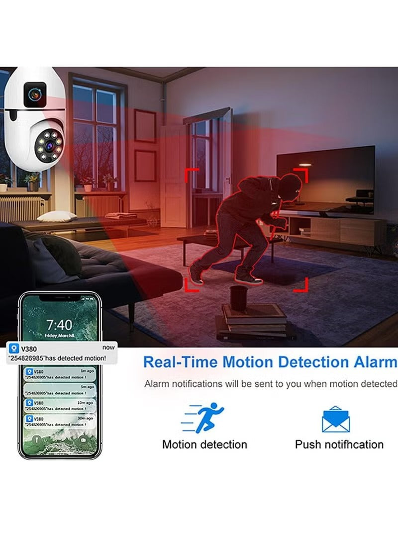 Dual WIFI Light Bulb Security Camera - 360° WiFi CCTV Camera for Home