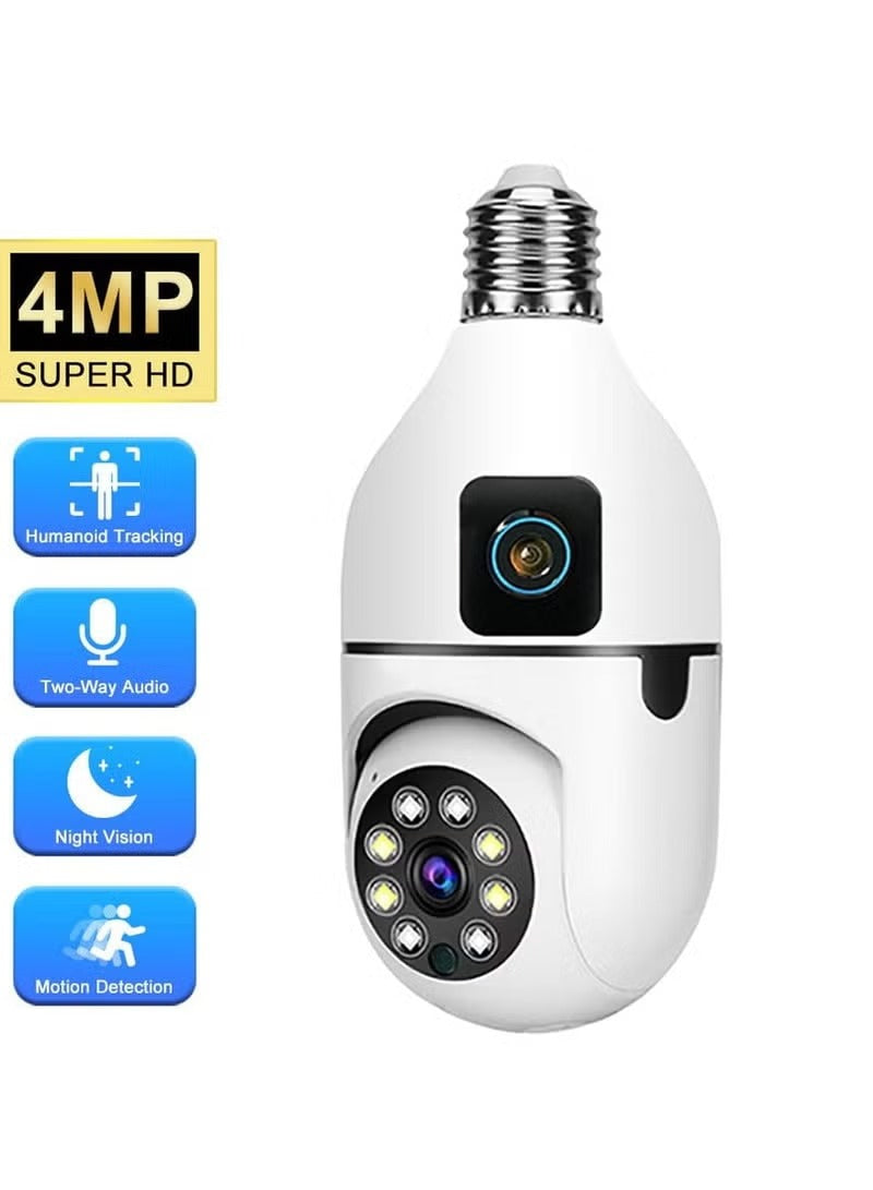 Dual WIFI Light Bulb Security Camera - 360° WiFi CCTV Camera for Home